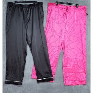 Inc International Concepts‎ Satin Pajama Pants Hot Pink Black XXL Loungewear